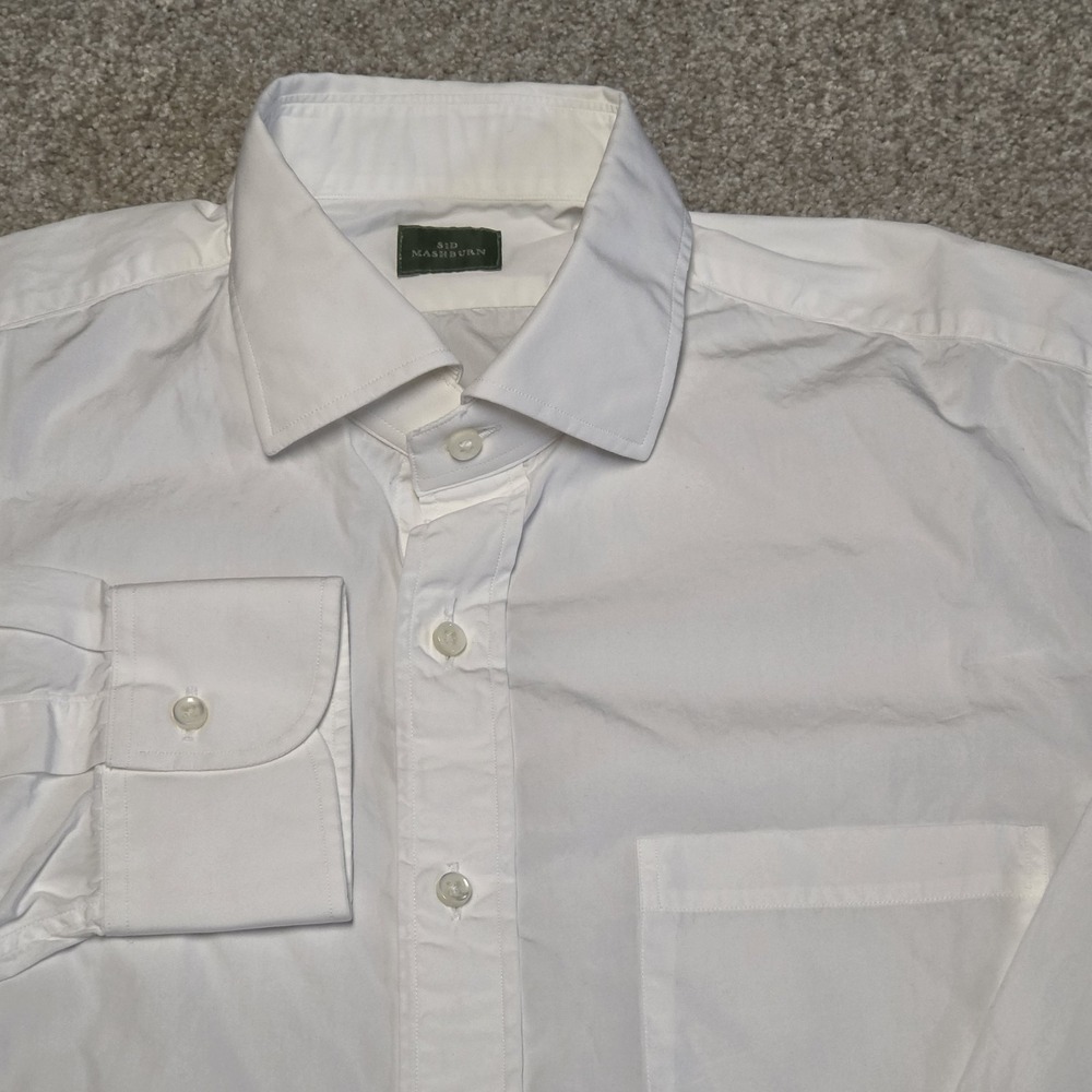 Sid Mashburn White Dress Shirt Mens 16 34 Button Front Spread Collar Cotton